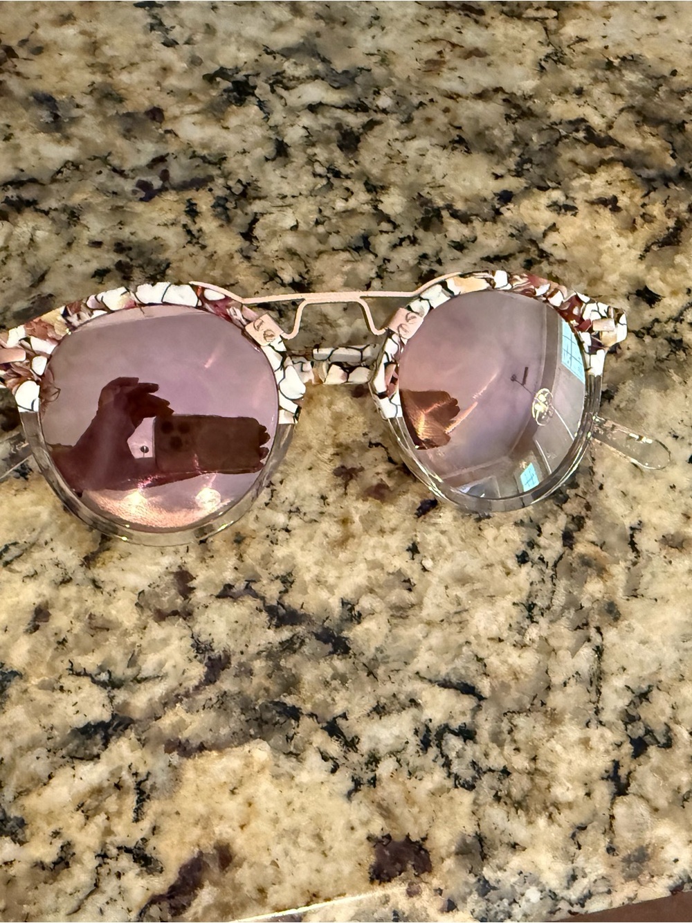 KREWE Pink Mirrored Floral-Accent Sunglasses
